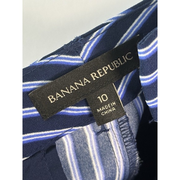 Banana Republic Ryan Fit Striped Dress Pants Straight Navy Blue White Size 10 - Picture 7 of 8